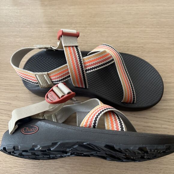 NEW Chaco ZCloud Men's Sandals Size 8 Wide Strap Brown Orange Beige - Picture 3 of 7